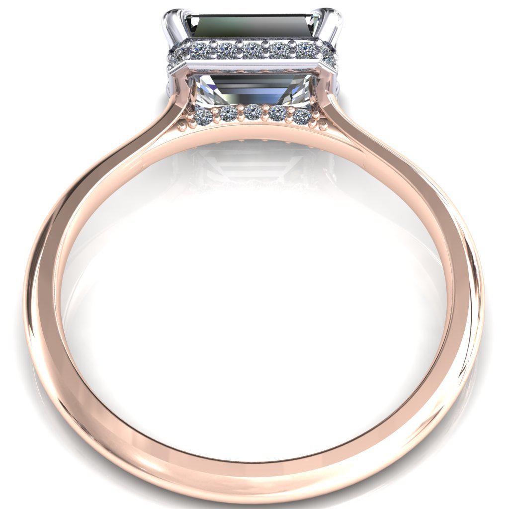 Janey Emerald Moissanite East-West 4 Prongs Claw Floating Halo Inverted Cathedral Ring-FIRE & BRILLIANCE