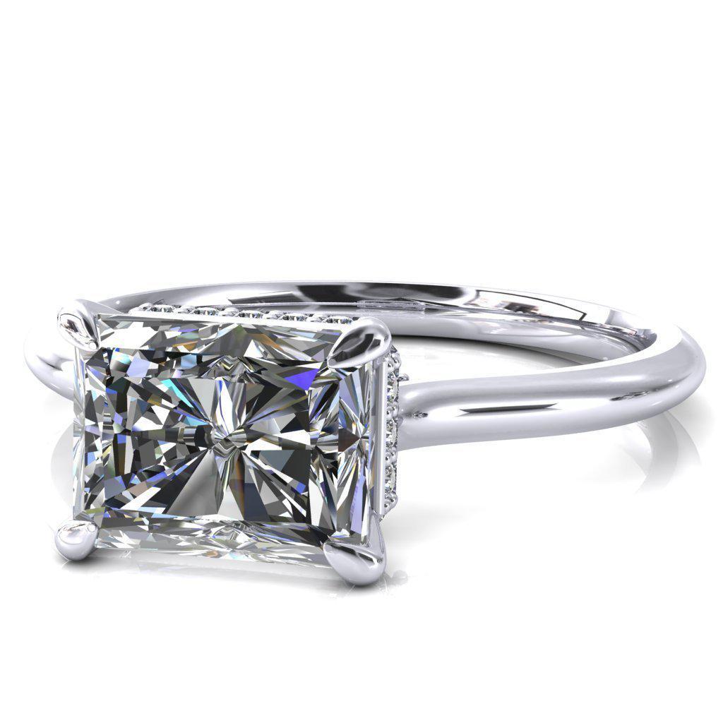 Janey Radiant Moissanite East-West 4 Prongs Claw Floating Halo Inverted Cathedral Ring-FIRE & BRILLIANCE