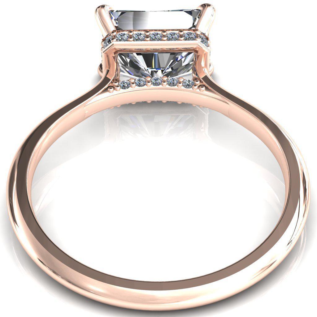 Janey Radiant Moissanite East-West 4 Prongs Claw Floating Halo Inverted Cathedral Ring-FIRE & BRILLIANCE