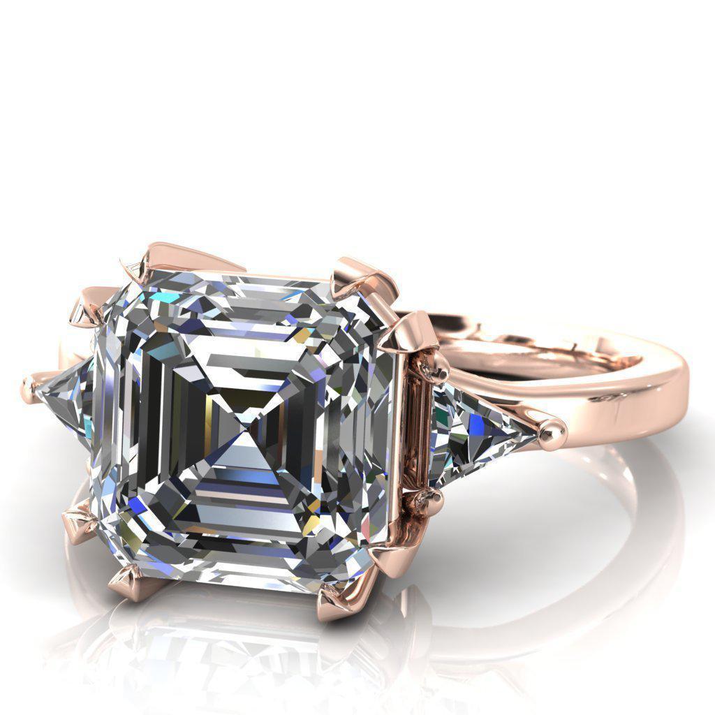 Jean Asscher Moissanite and Triangle Diamond 3-Stone Ring-Custom-Made Jewelry-Fire & Brilliance ®