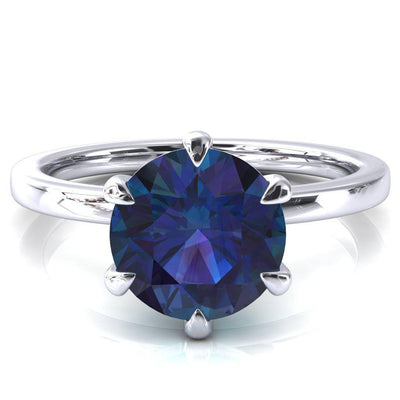Julianne Round Alexandrite Solitaire 6 Prong Ring-FIRE & BRILLIANCE