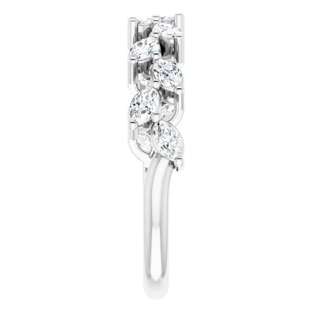 Juliette Marquise Diamond 1/2 Eternity Channel Setl Accents and Filigree Sides Wedding & Anniversary Band-FIRE & BRILLIANCE