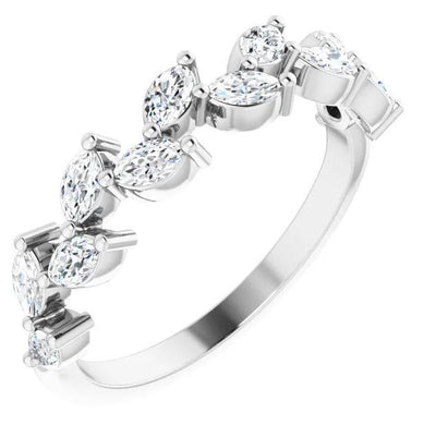 Juliette Marquise Diamond 1/2 Eternity Channel Setl Accents and Filigree Sides Wedding & Anniversary Band-FIRE & BRILLIANCE