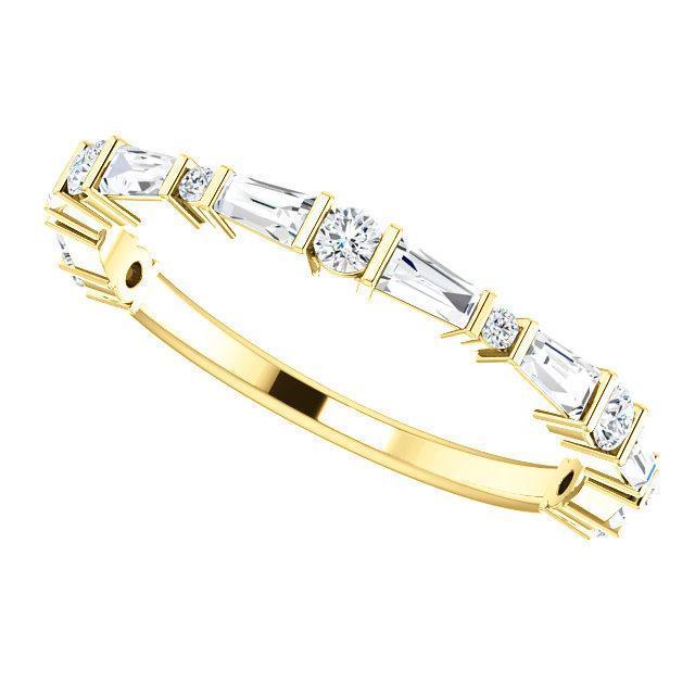 Kenla Round and Tapered Baguette Diamond 3/4 Eternity Bar Set Bands-FIRE & BRILLIANCE