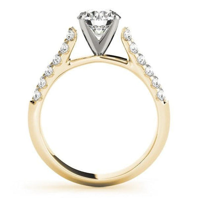 Kennedy Round Moissanite Double Diamond Channel Two-Tone 4 Prong Engagement Ring-Custom-Made Jewelry-Fire & Brilliance ®