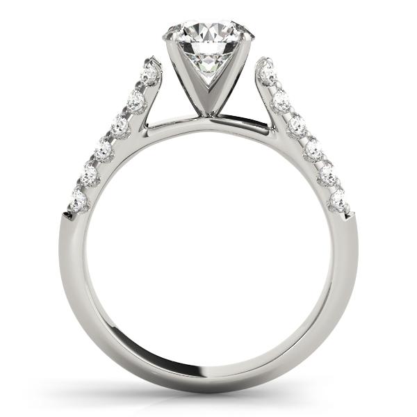 Kennedy Round Moissanite Double Diamond Channel Two-Tone 4 Prong Engagement Ring-Custom-Made Jewelry-Fire & Brilliance ®