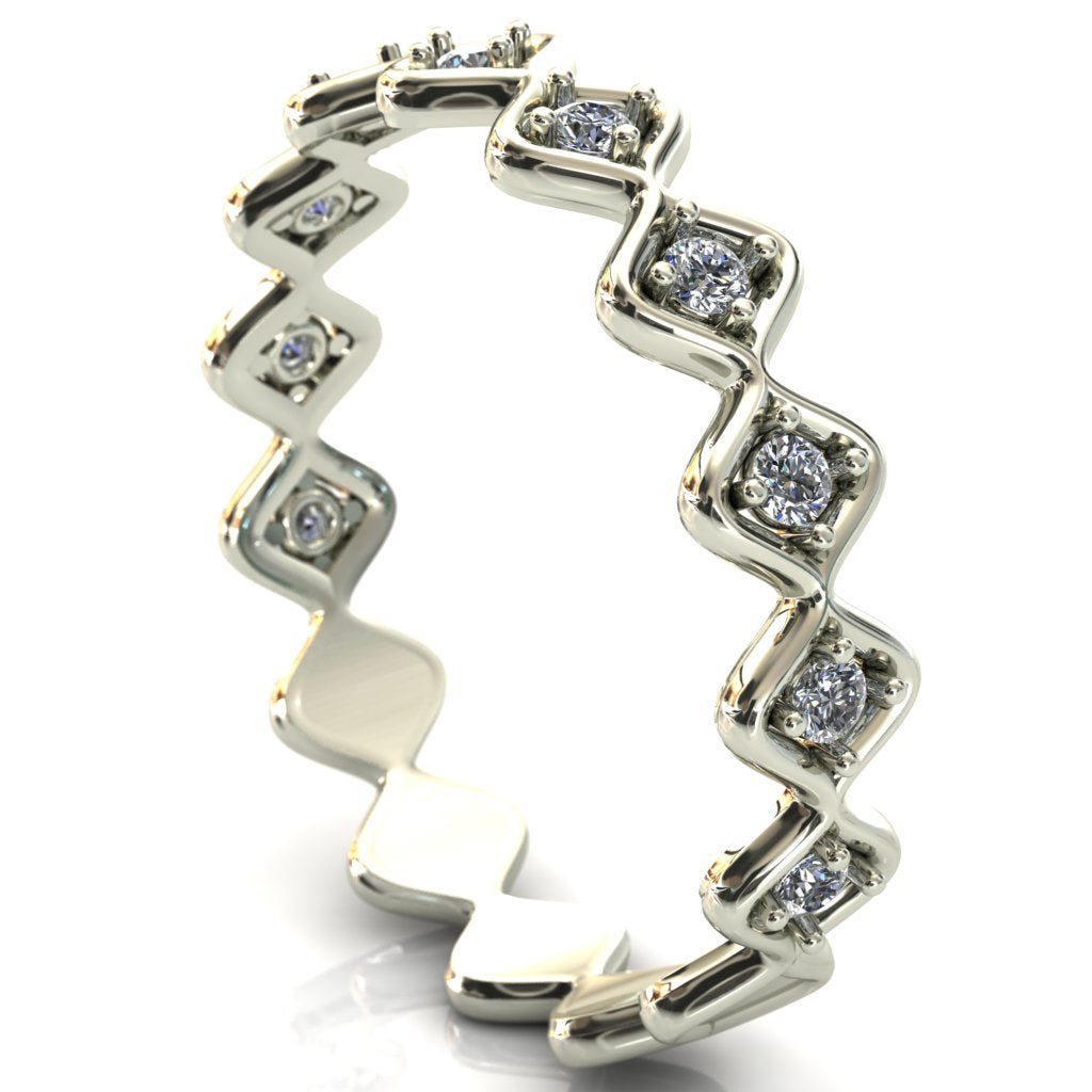 Mindful Chess Round Cut Gems Couple's Full Eternity Matching Two-Band Set