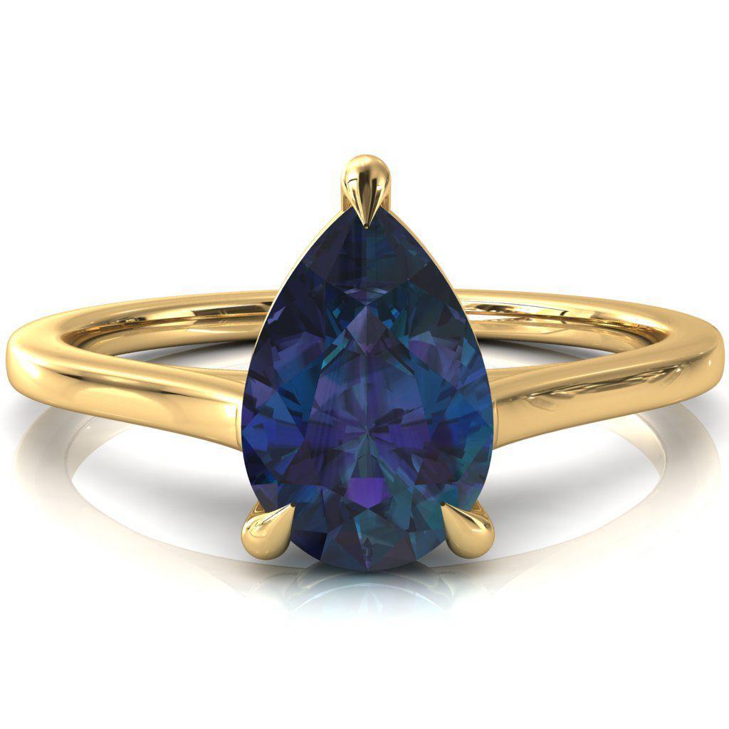 Lizzy Pear Alexandrite 3 Claw Prong Cathedral Engagement Ring-FIRE & BRILLIANCE