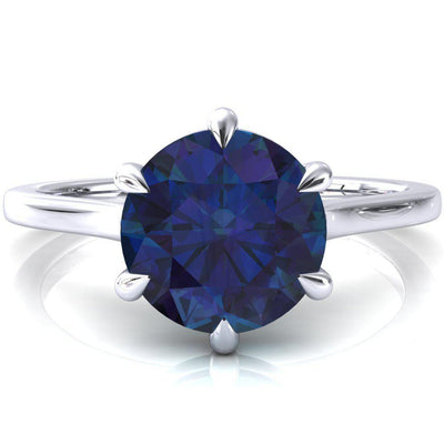 Lizzy Round Alexandrite 6 Claw Prong Cathedral Engagement Ring-FIRE & BRILLIANCE