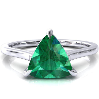 Lizzy Trillion Emerald 3 Claw Prong Cathedral Engagement Ring-FIRE & BRILLIANCE