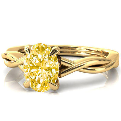 Lucia Oval Canary Yellow 4 Claw Prong 1/2 Infinity Solitaire Ring Engagement Ring-FIRE & BRILLIANCE