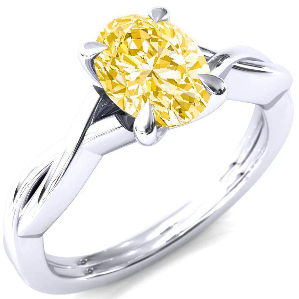 Lucia Oval Canary Yellow 4 Claw Prong 1/2 Infinity Solitaire Ring Engagement Ring-FIRE & BRILLIANCE