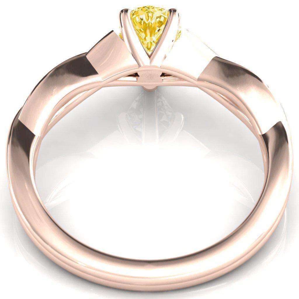 Lucia Pear Canary Yellow 5 Claw Prong 1/2 Infinity Solitaire Ring Engagement Ring-FIRE & BRILLIANCE