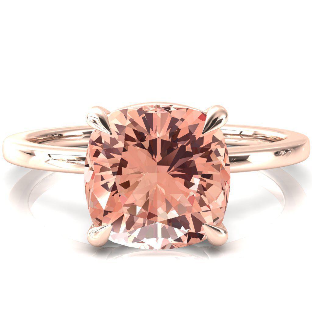 Lyla Cushion Champagne Sapphire 4 Claw Prong Single Rail Solitaire Ring-FIRE & BRILLIANCE
