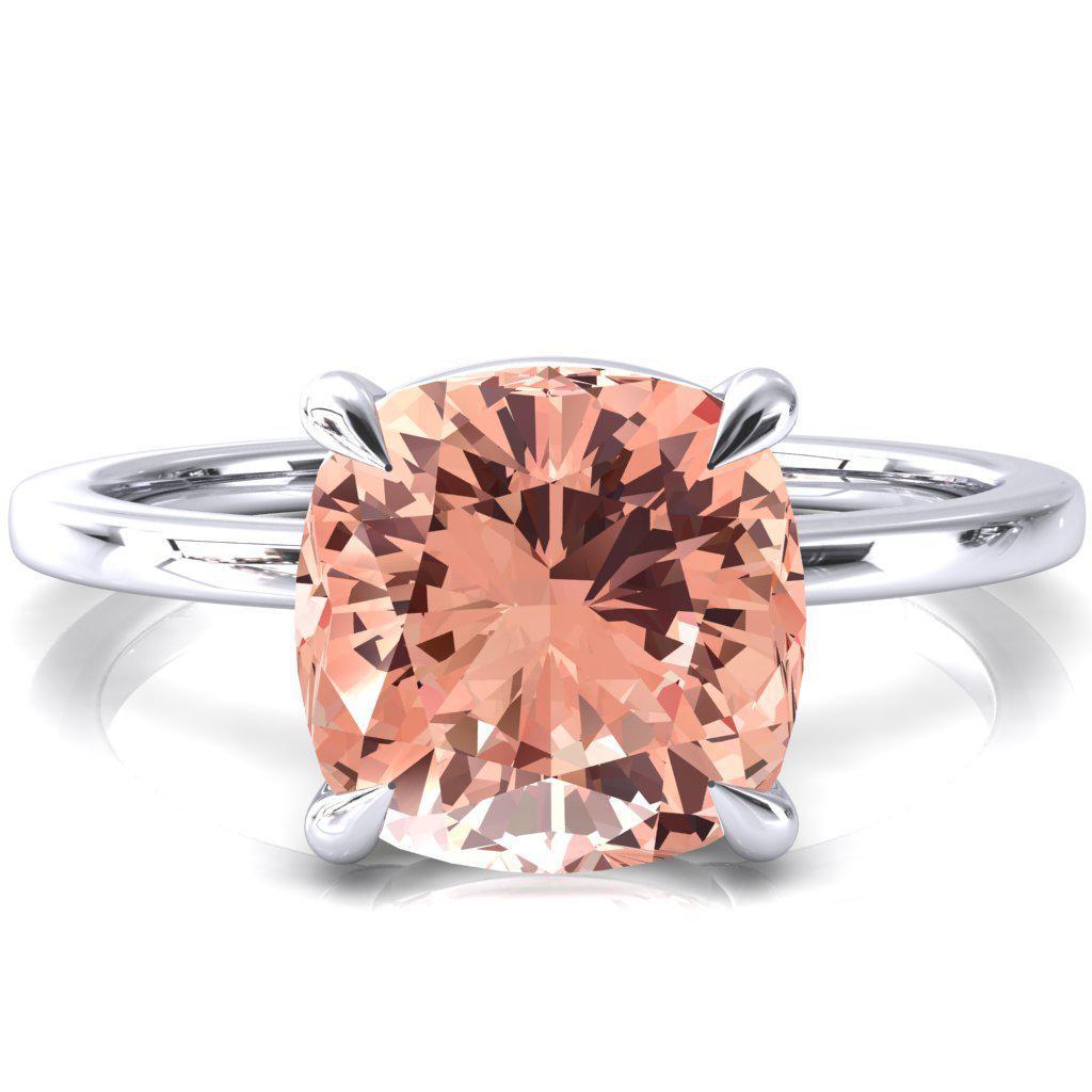 Lyla Cushion Champagne Sapphire 4 Claw Prong Single Rail Solitaire Ring-FIRE & BRILLIANCE