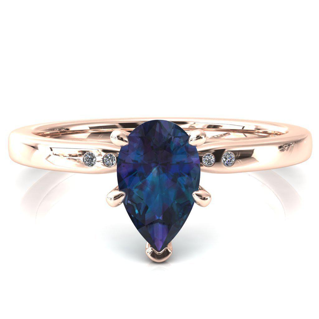 Maise Pear Alexandrite 6 Prong Diamond Accent Engagement Ring-FIRE & BRILLIANCE