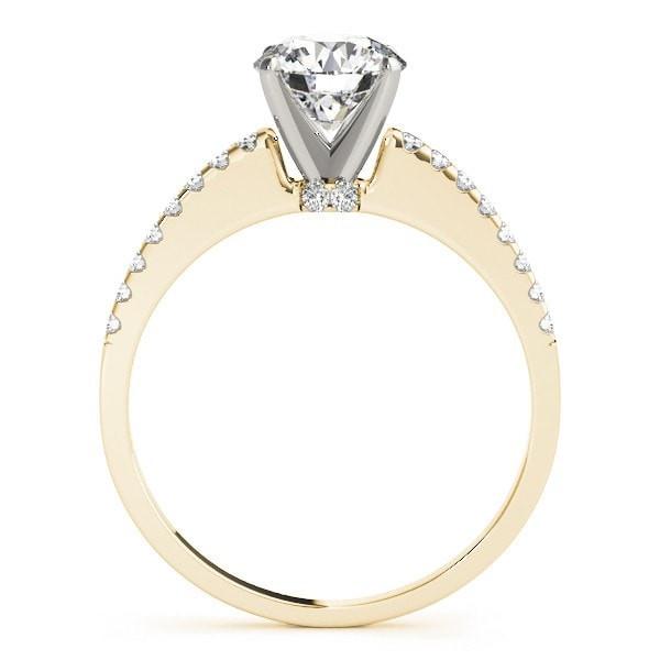 Marian Round Moissanite Peg Head Two-Tone Engagement Ring-Custom-Made Jewelry-Fire & Brilliance ®