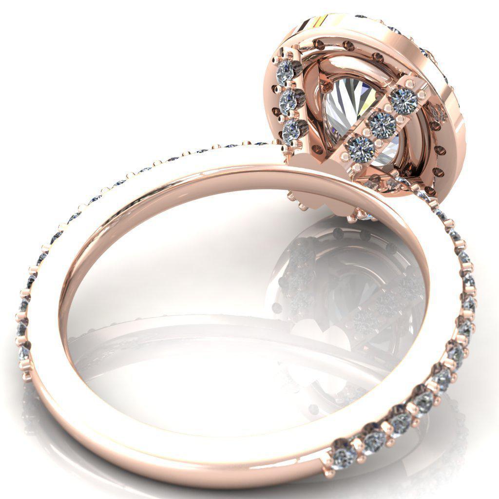 Maribel Oval Moissanite Diamond on Diamond Fire Prongs Halo Ring-Custom-Made Jewelry-Fire & Brilliance ®