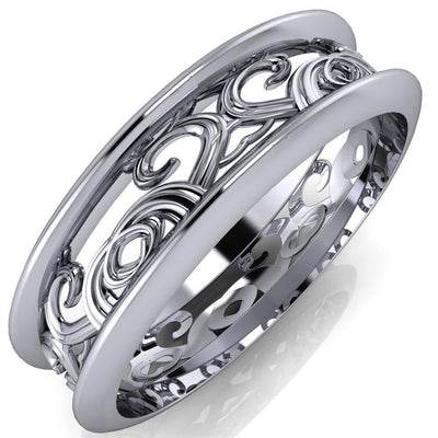 Marie Etched Design Filigree Eternity Wedding Band-Wedding and Anniversary Bands-Fire & Brilliance ®