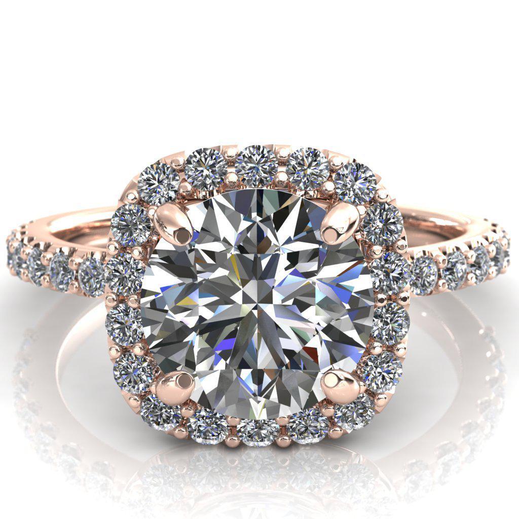 Marlissa Round Moissanite 4 Prong Halo Double Shared Prong Engagement Ring-Custom-Made Jewelry-Fire & Brilliance ®