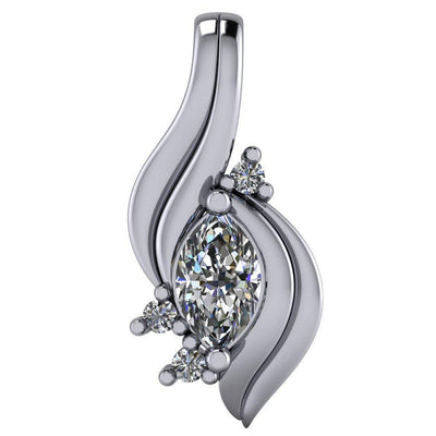 Marquise Moissanite 2 Prong Diamond Accent Pendant-Pendants-Fire & Brilliance ®