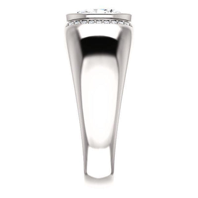 Matthew 9x7mm Oval Moissanite Bezel Diamond Channel Ring-Wedding and Anniversary Bands-Fire & Brilliance ®