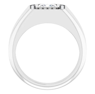 Matthew 5.5mm Square Moissanite Bezel Diamond Channel Halo Ring-FIRE & BRILLIANCE
