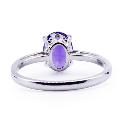 Oval Amethyst Solitaire with Vintage Scroll Detailing Ring