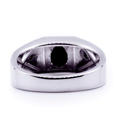 Oval Natural Black Onyx Setting with Geometric Design Ring
