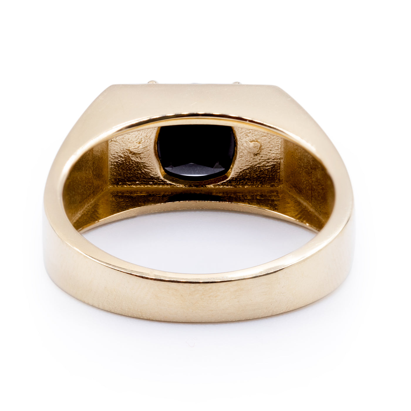 Cushion Natural Black Onyx with Vertical Diamond Accented Sides Ring
