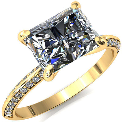 Nancy Radiant Moissanite East-West 4 Prong 1/2 Eternity Diamond Knife Shank Accent Engagement Ring-FIRE & BRILLIANCE