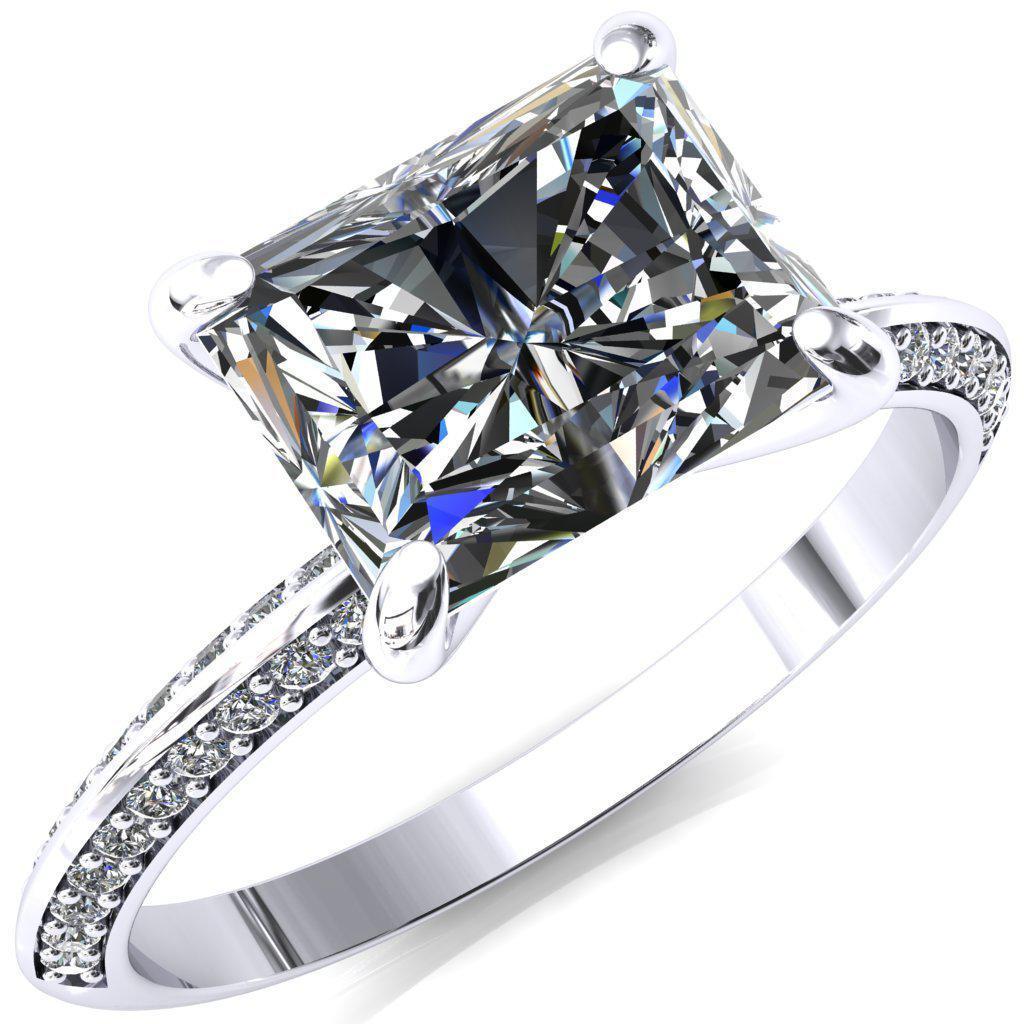 Nancy Radiant Moissanite East-West 4 Prong 1/2 Eternity Diamond Knife Shank Accent Engagement Ring-FIRE & BRILLIANCE