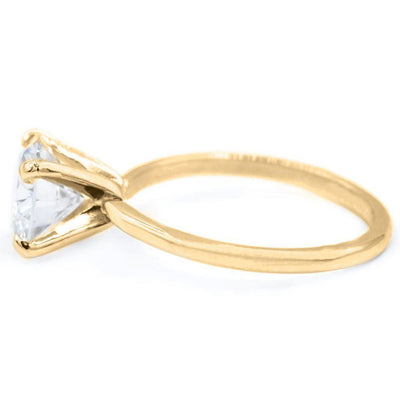 Old European Cut (OEC) Round Moissanite 14K or 18K Yellow Gold 4 Prongs Solitaire Ring-Solitaire Ring-Fire & Brilliance ®