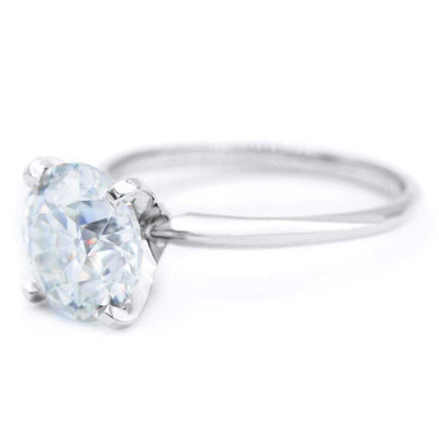 Old European Cut (OEC) Round Moissanite Platinum 4 Prongs Solitaire Ring-Solitaire Ring-Fire & Brilliance ®