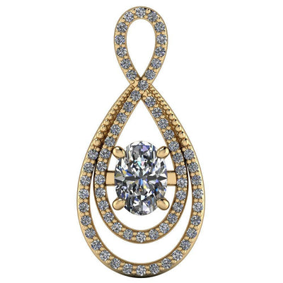 Oval Moissanite 4 Prong Diamond Accent Pendant-Pendants-Fire & Brilliance ®