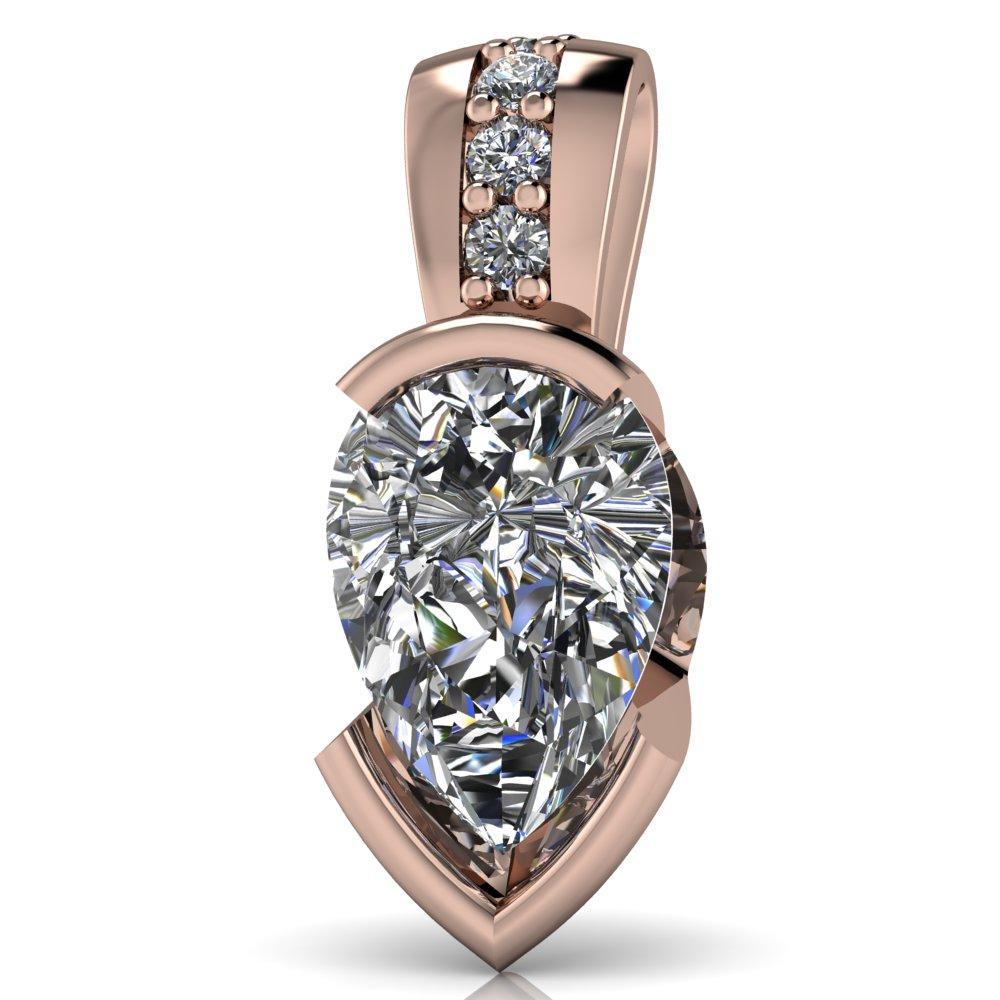 Pear Moissanite Half Bezel Diamond Bail Pendant-Pendants-Fire & Brilliance ®