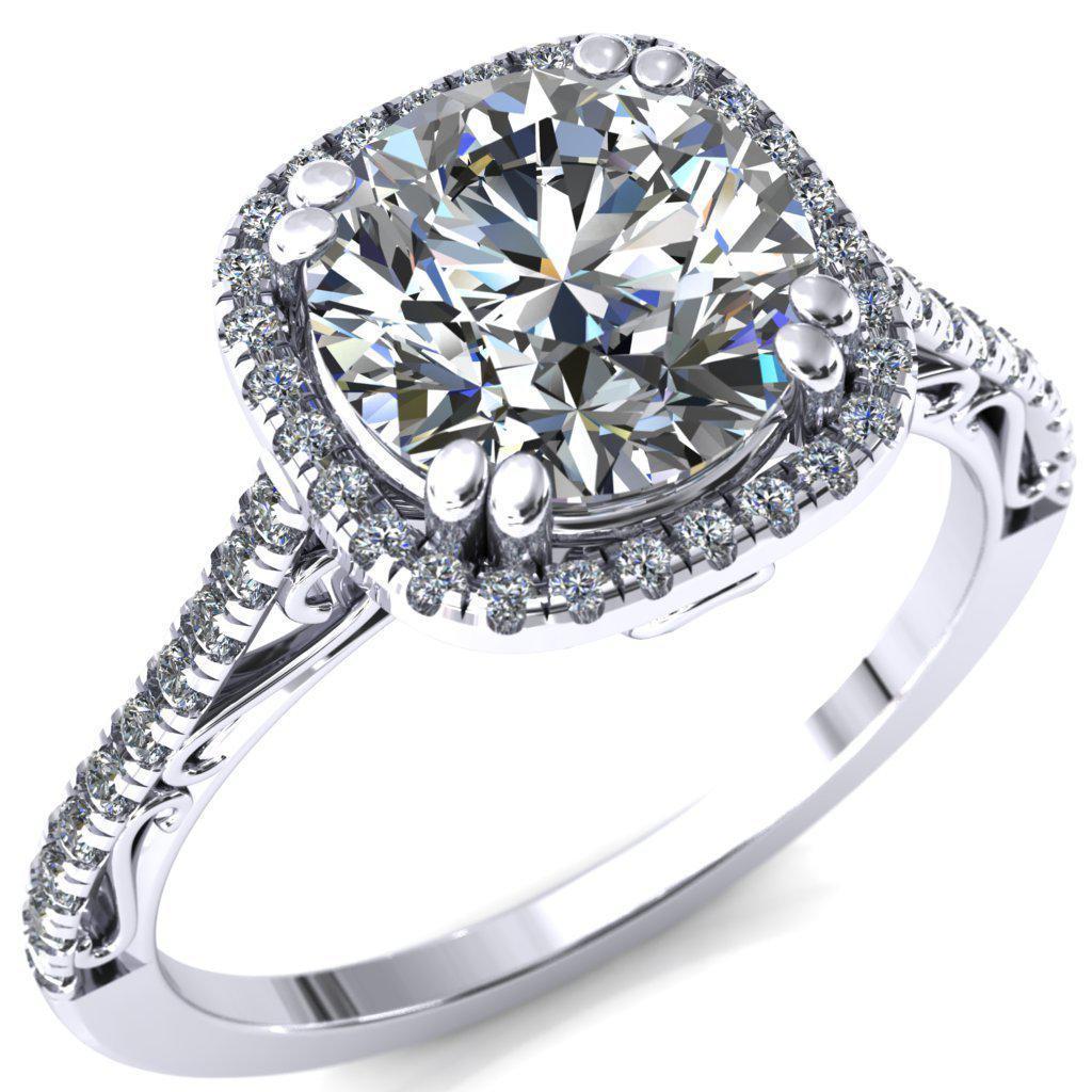 Persis Round Center Stone Micro Pave Halo Engagement Ring
