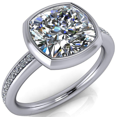 Primrose Cushion Moissanite Full Bezel Diamond Channel Ring-Custom-Made Jewelry-Fire & Brilliance ®