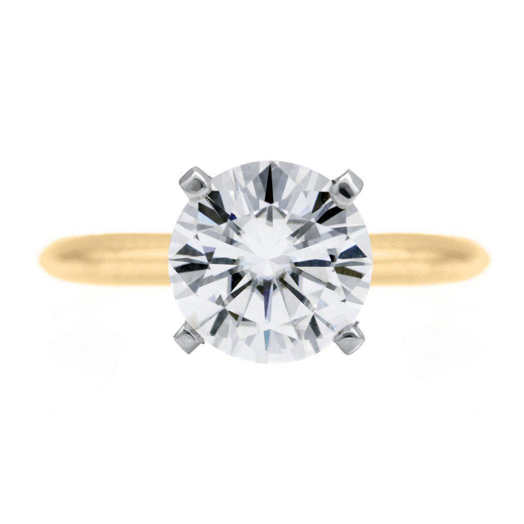14K White Gold Four Prong Solitaire Engagement Ring Setting - Fits 2-2.5 Carat Round Diamond, Classic Bridal Mount