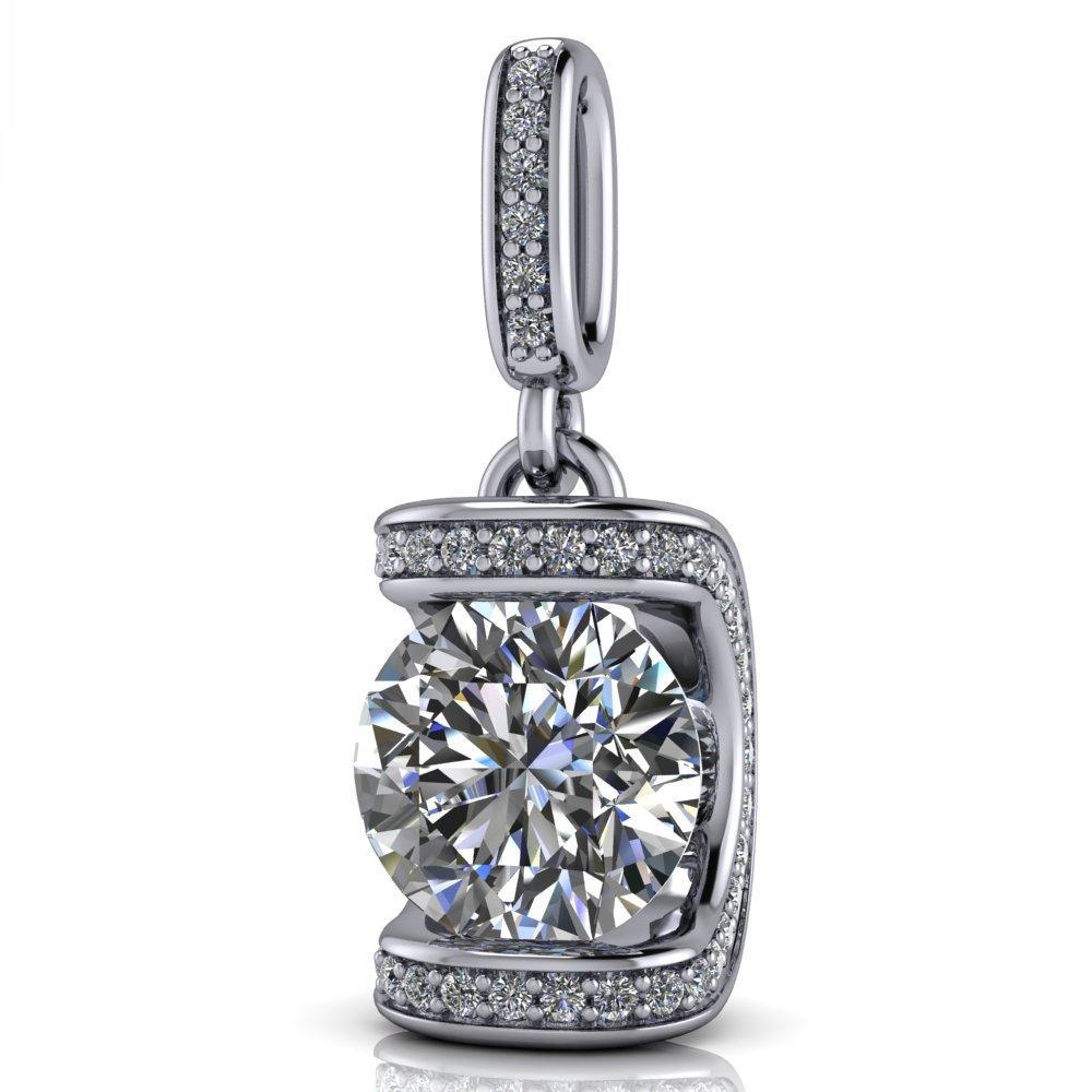 Round Moissanite 4 Prong Diamond Accent and Bail Pendant-Pendants-Fire & Brilliance ®