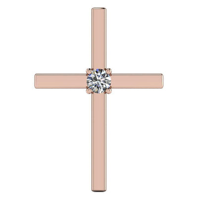 Round Moissanite 4 Prong Solitaire Cross Pendant-Pendants-Fire & Brilliance ®