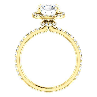 Round Moissanite Diamond Accent Ice Halo Collar Ring-Custom-Made Jewelry-Fire & Brilliance ®