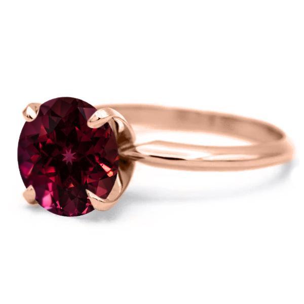 Round Ruby 14K Rose Gold 4 Prongs Solitaire Ring-FIRE & BRILLIANCE