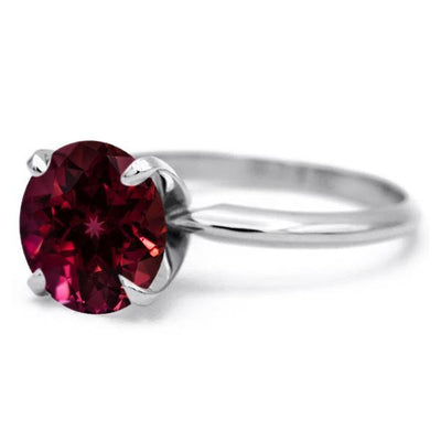 Round Ruby Platinum 4 Prongs Solitaire Ring-FIRE & BRILLIANCE