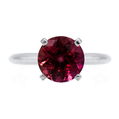 Round Ruby Platinum 4 Prongs Solitaire Ring-FIRE & BRILLIANCE