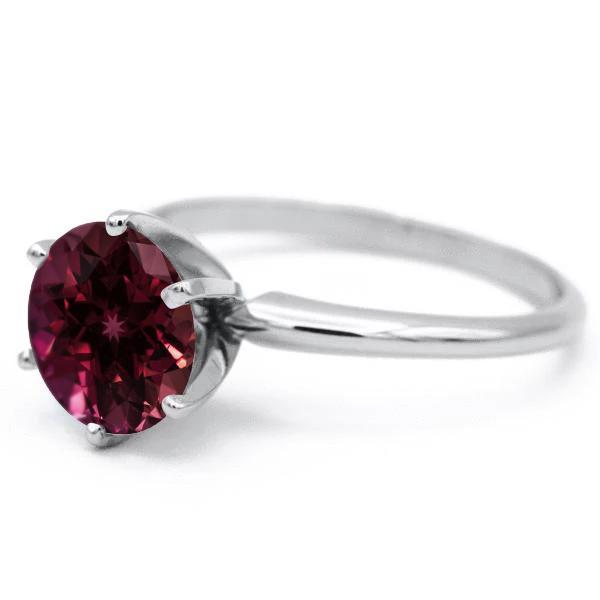 Round Ruby Platinum 6 Prongs Solitaire Ring-FIRE & BRILLIANCE