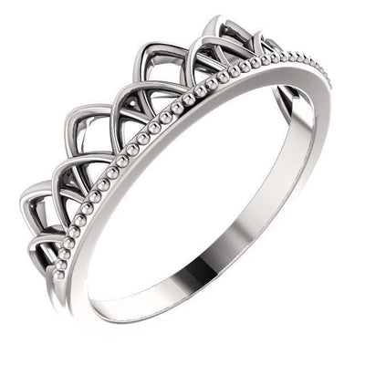 Royal Arch Crown with Milgrain Stackable Band-Wedding and Anniversary Bands-Fire & Brilliance ®