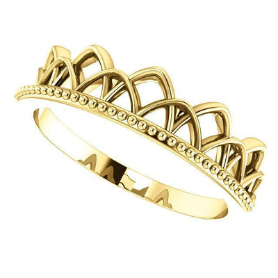 Royal Arch Crown with Milgrain Stackable Band-Wedding and Anniversary Bands-Fire & Brilliance ®