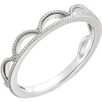 Royal Milgrain Crown Stackable Band-Wedding and Anniversary Bands-Fire & Brilliance ®