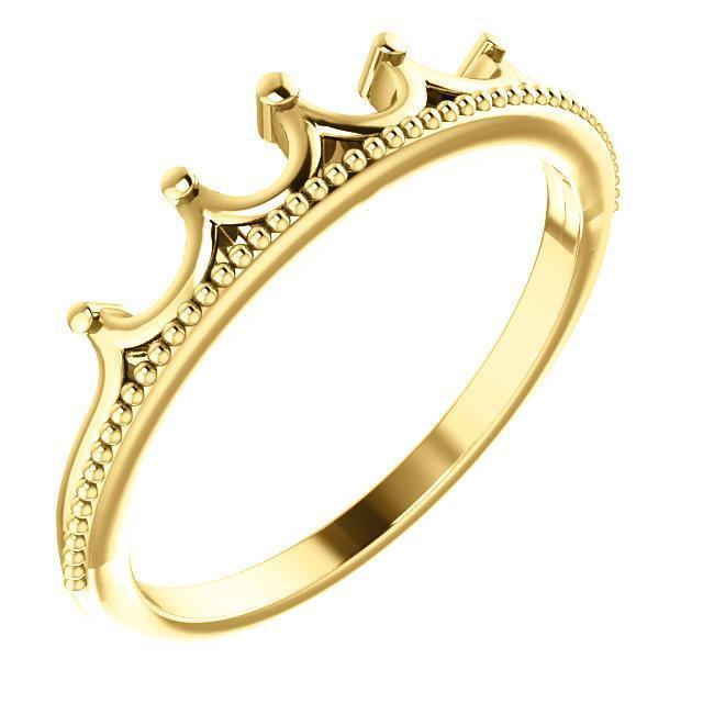 Royal Petite Crown with Milgrain Stackable Band-Wedding and Anniversary Bands-Fire & Brilliance ®